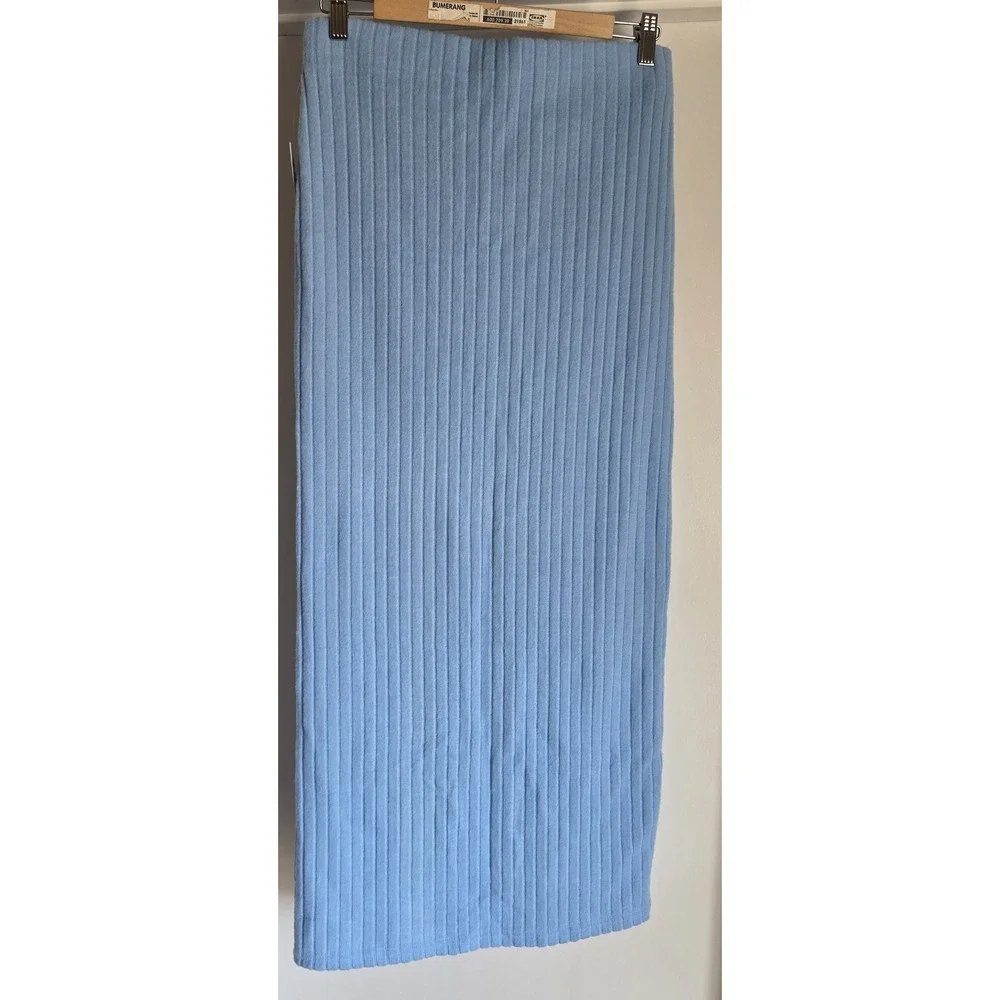 NWT Out From Under Maxi Skirt Size M Blue Ribbed Midi Long Stretch Pencil